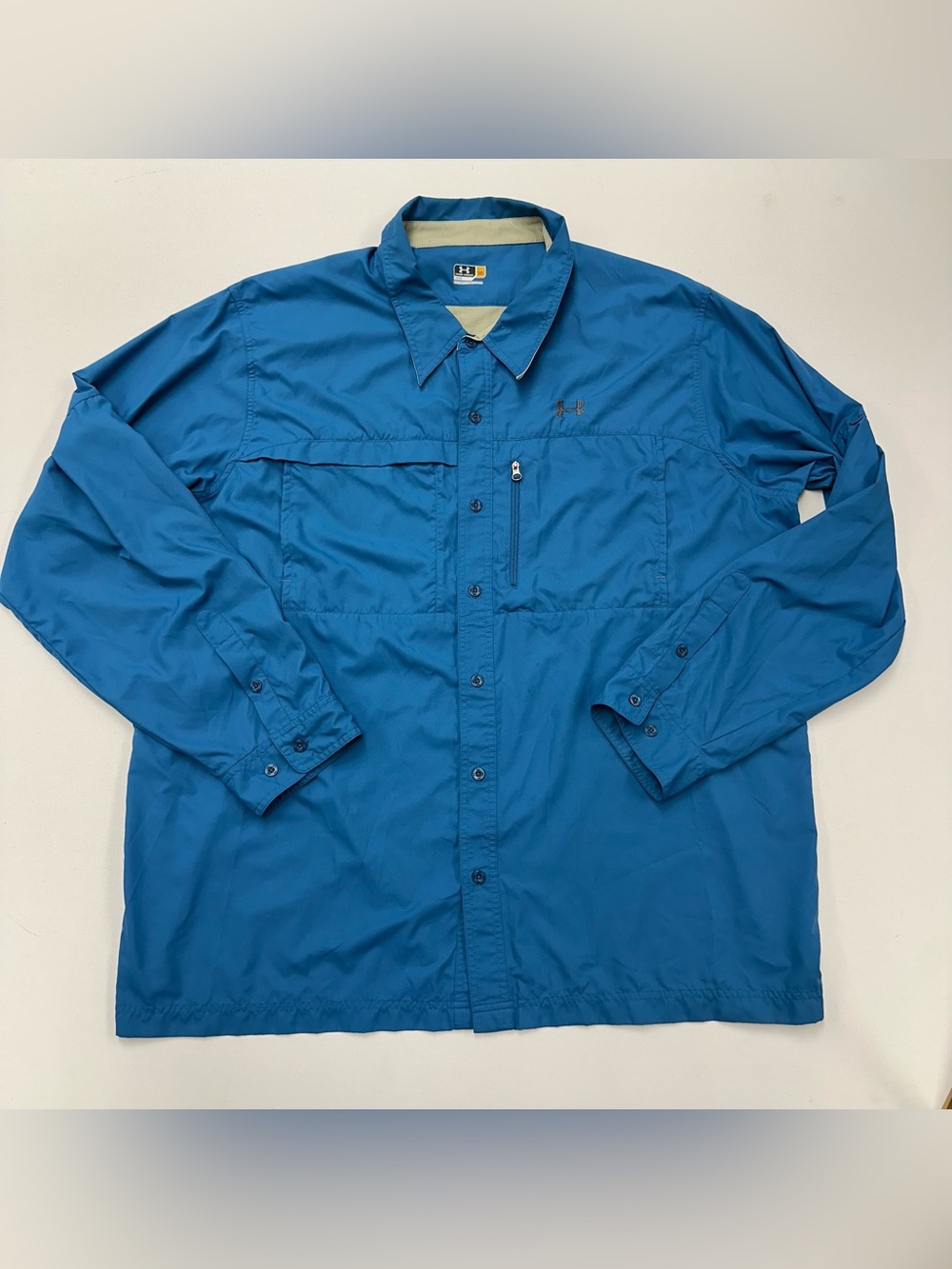 Under Armour Fish Pro Hybrid Button Up Long Sleeve Shirt Blue Men's 3XL Loose